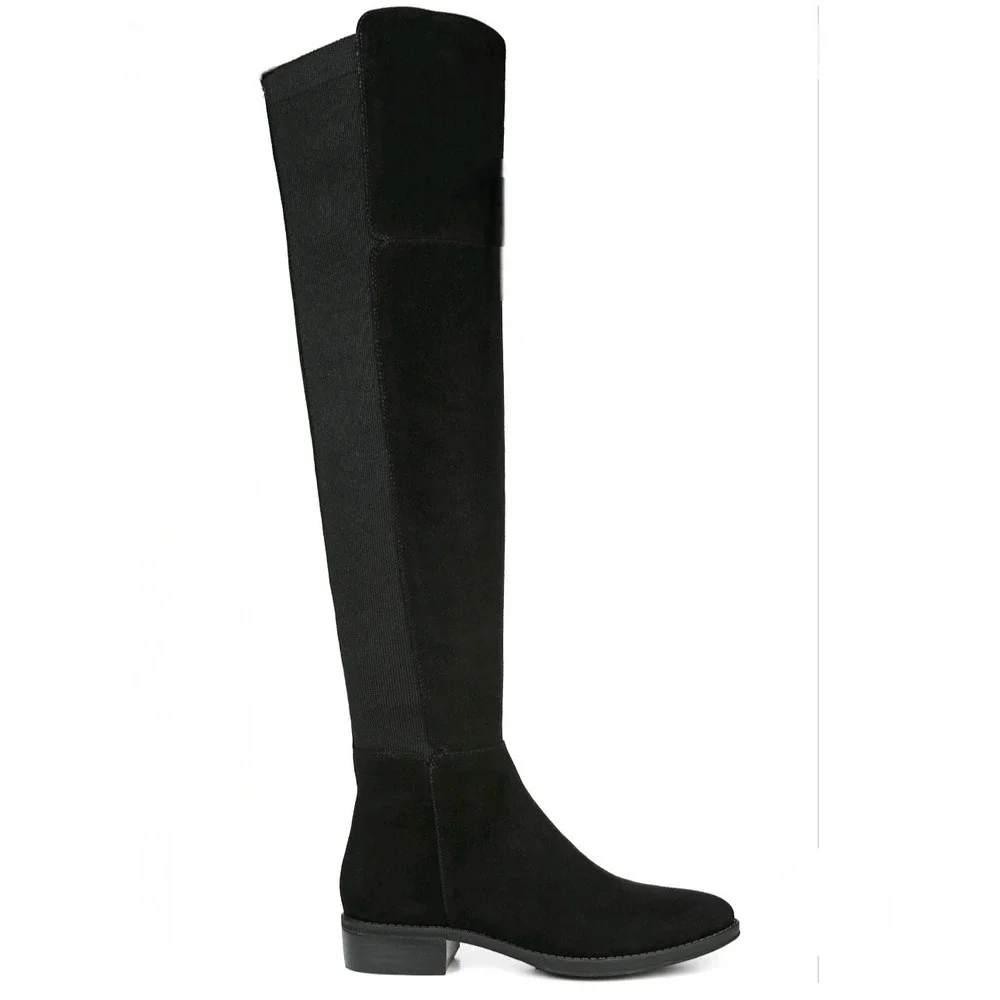 Sam Edelman Pam Black Suede Over The Knee Boots Low Block Heel Womens 9.5 M